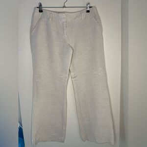 Ann Taylor Cream Linen Trousers